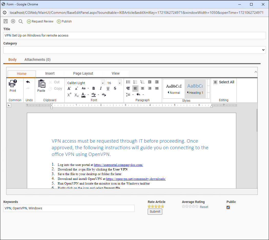 Knowledge Base Form Library Overview of Using the Knowledge Base Form