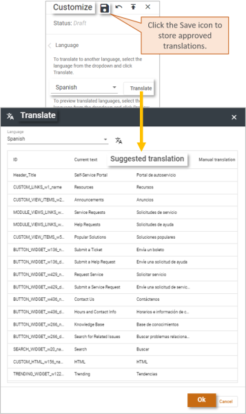 Suggested Languages Making Language Settings in a Self Service Portal